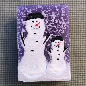 Snowman Holiday Candle - Purple and White 3D Relief All around Design #1026